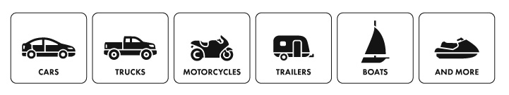 We accept all types of vehicles: cars, trucks, motorcycles, trailers, campers, rvs, boats and more!